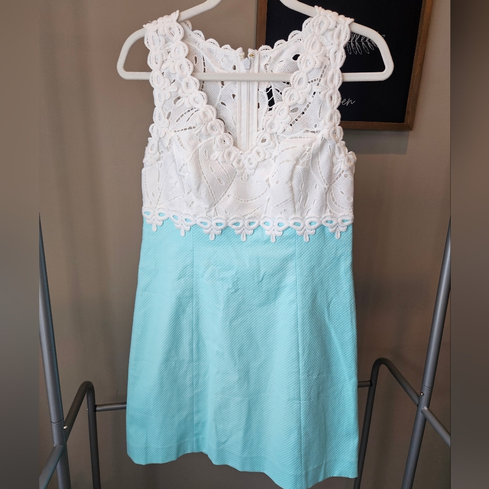 NWT Lilly Pulitzer Sandi Stretch Shift Seasalt Blue Size 4 Womens